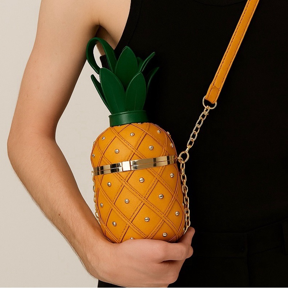 Pineapple Shaped Faux Leather Handbag with Chain Strap | Novelty Item